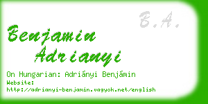 benjamin adrianyi business card